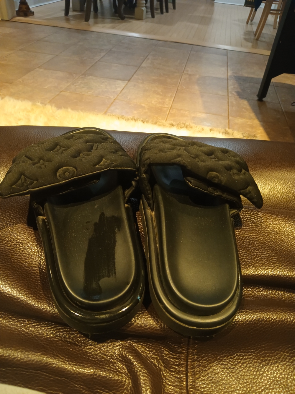 Louis Vuitton Black Quilted Monogram Slide Sandals - Picture 4 of 5